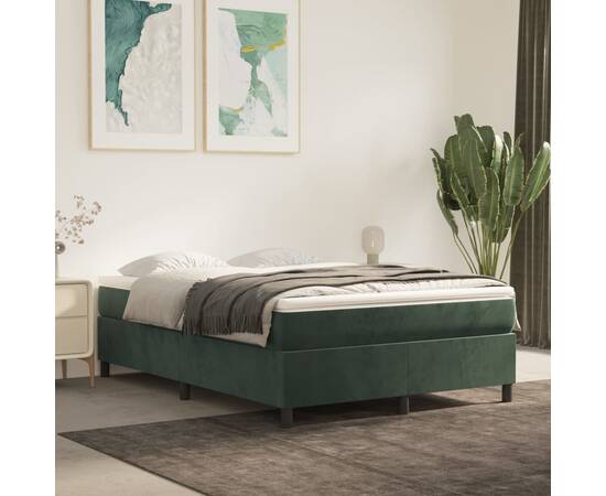 Cadru de pat box spring, verde închis, 140x190 cm, catifea