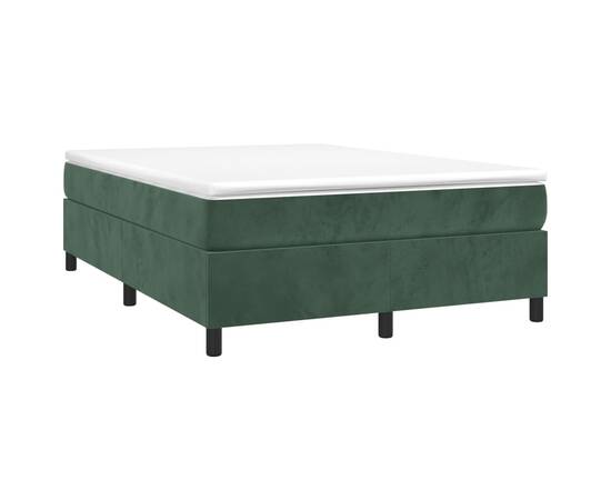 Cadru de pat box spring, verde închis, 140x190 cm, catifea, 3 image