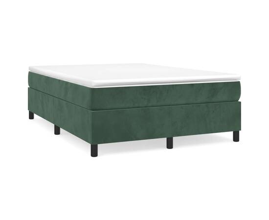 Cadru de pat box spring, verde închis, 140x190 cm, catifea, 2 image