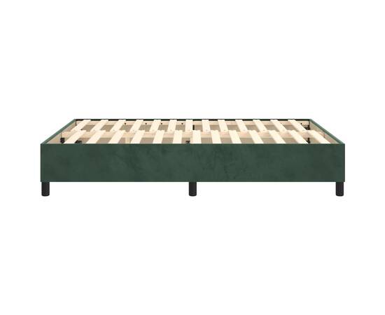 Cadru de pat box spring, verde închis, 140x190 cm, catifea, 6 image