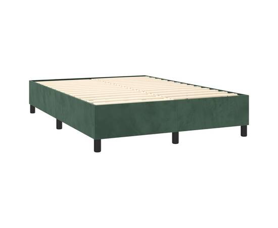 Cadru de pat box spring, verde închis, 140x190 cm, catifea, 4 image