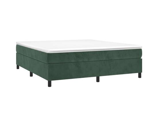 Cadru de pat box spring, verde închis, 200x200 cm, catifea, 3 image