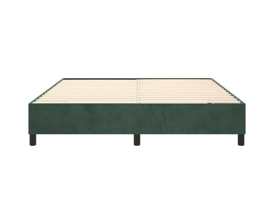 Cadru de pat box spring, verde închis, 200x200 cm, catifea, 5 image