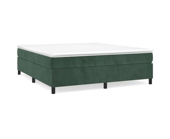 Cadru de pat box spring, verde închis, 200x200 cm, catifea, 2 image
