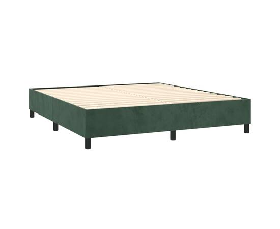 Cadru de pat box spring, verde închis, 200x200 cm, catifea, 4 image