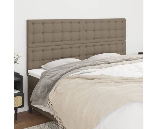 Tăblii de pat, 4 buc, gri taupe, 100x5x78/88 cm, textil