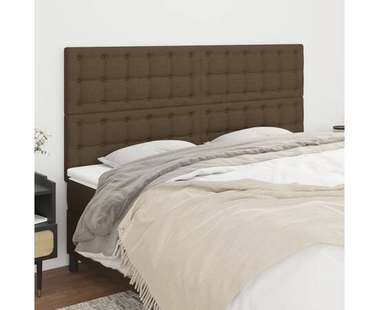 Tăblii de pat, 4 buc, maro închis, 90x5x78/88 cm, textil