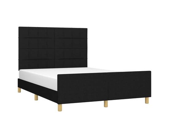 Cadru de pat cu tăblie, negru, 140x200 cm, textil, 3 image