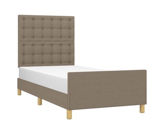 Cadru de pat cu tăblie, gri taupe, 90x200 cm, textil, 3 image