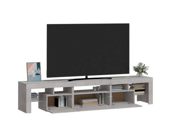 Comodă tv cu lumini led, gri beton, 200x36,5x40 cm, 6 image