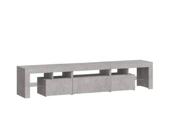 Comodă tv cu lumini led, gri beton, 200x36,5x40 cm, 7 image