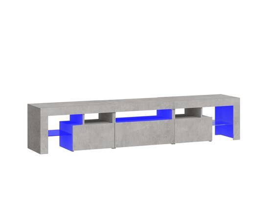 Comodă tv cu lumini led, gri beton, 200x36,5x40 cm, 2 image