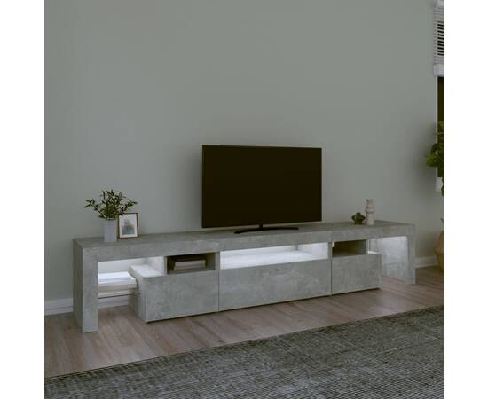 Comodă tv cu lumini led, gri beton, 215x36,5x40cm, 3 image