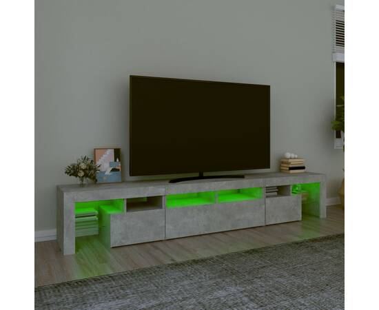 Comodă tv cu lumini led, gri beton, 230x36,5x40cm, 4 image