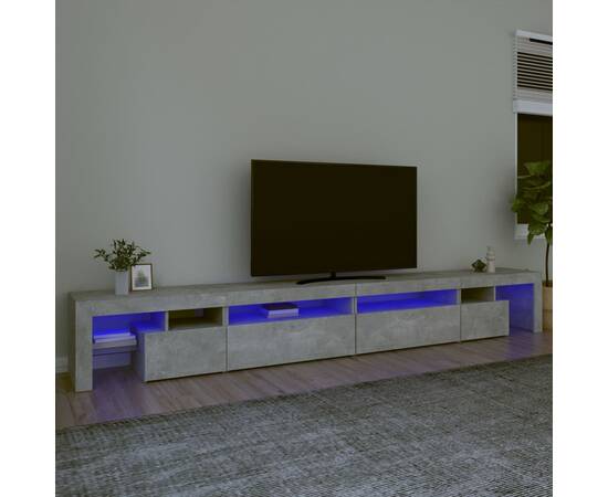 Comodă tv cu lumini led, gri beton, 290x36,5x40 cm