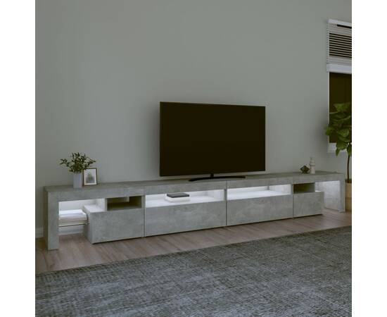 Comodă tv cu lumini led, gri beton, 290x36,5x40 cm, 3 image