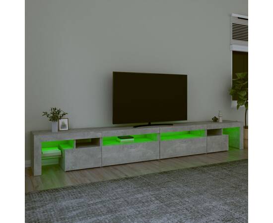 Comodă tv cu lumini led, gri beton, 290x36,5x40 cm, 4 image