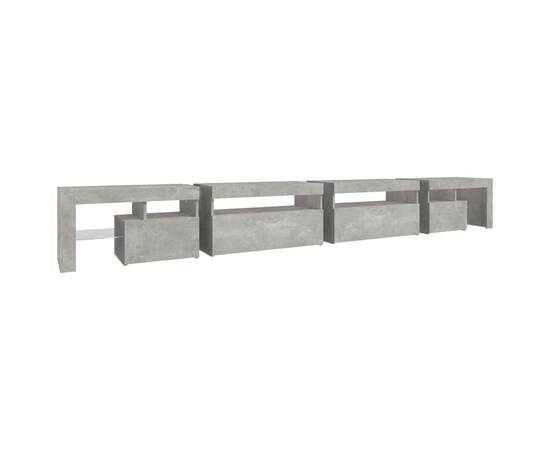 Comodă tv cu lumini led, gri beton, 290x36,5x40 cm, 8 image