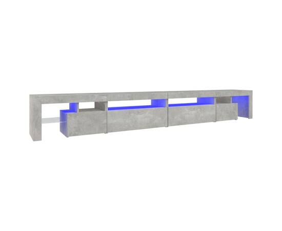 Comodă tv cu lumini led, gri beton, 290x36,5x40 cm, 2 image