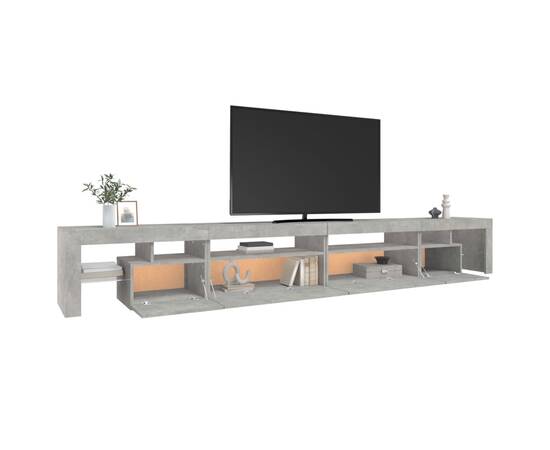 Comodă tv cu lumini led, gri beton, 290x36,5x40 cm, 6 image