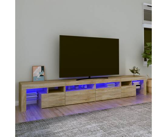 Comodă tv cu lumini led, stejar sonoma, 280x36,5x40 cm