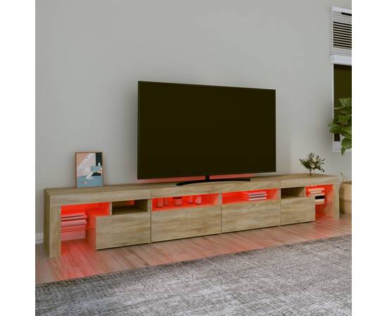 Comodă tv cu lumini led, stejar sonoma, 280x36,5x40 cm, 5 image