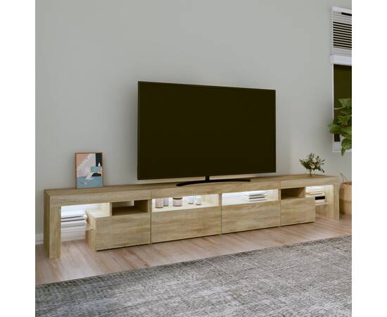 Comodă tv cu lumini led, stejar sonoma, 280x36,5x40 cm, 3 image