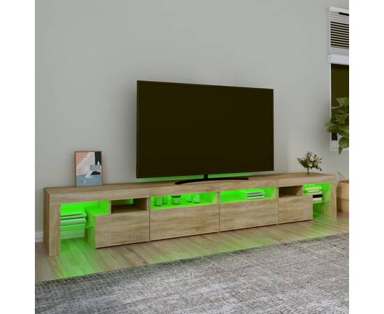 Comodă tv cu lumini led, stejar sonoma, 280x36,5x40 cm, 4 image