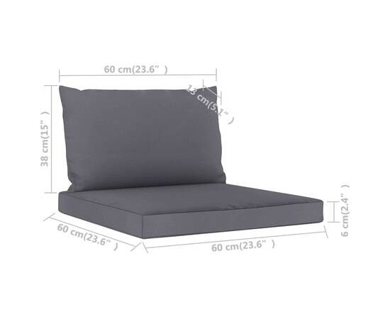 Perne canapea din paleți, 2 buc., antracit, material textil, 6 image