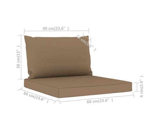 Perne de canapea din paleți, 2 buc., gri taupe, material textil, 6 image