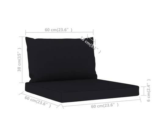 Perne de canapea din paleți, 2 buc., negru, material textil, 6 image