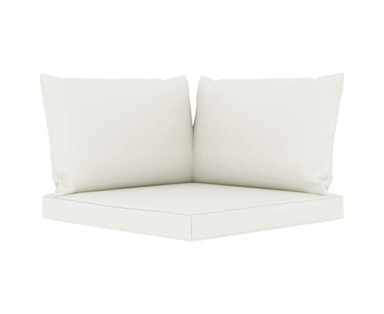 Perne de canapea din paleți, 3 buc., alb crem, material textil, 2 image