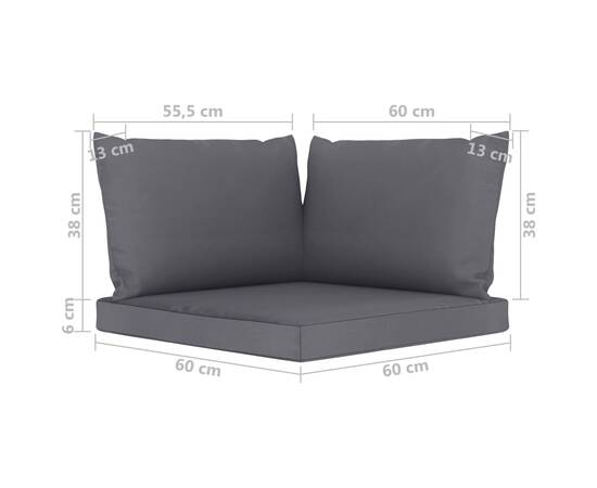 Perne de canapea din paleți, 3 buc., antracit, material textil, 6 image