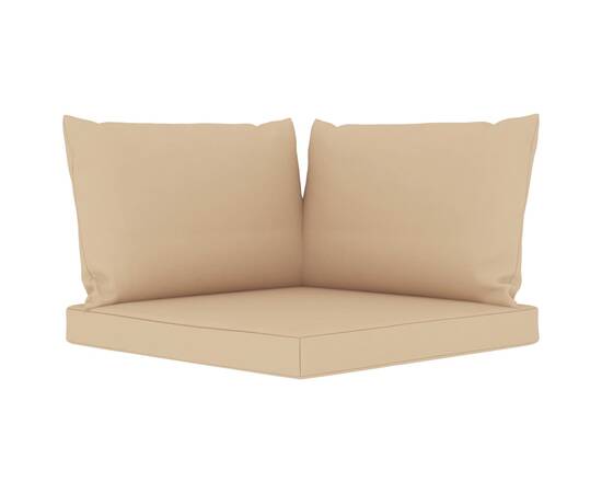 Perne de canapea din paleți, 3 buc., bej, material textil, 2 image
