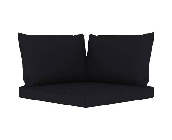 Perne de canapea din paleți, 3 buc., negru, material textil, 2 image