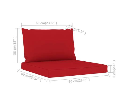 Perne pentru canapea din paleți, 2 buc., roșu, textil, 5 image