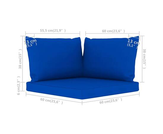 Perne pentru canapea din paleți, 3 buc., albastru, textil, 6 image