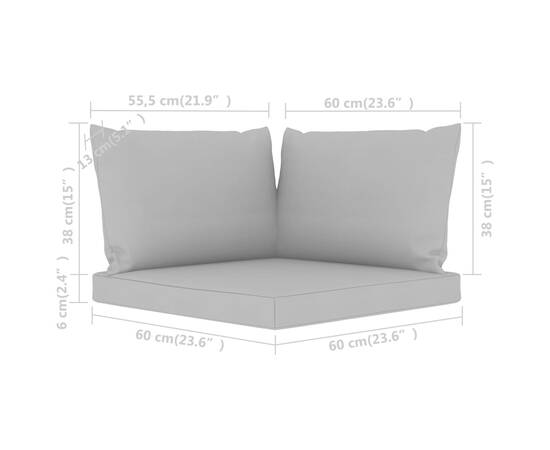 Perne pentru canapea din paleți, 3 buc., gri, material textil, 6 image
