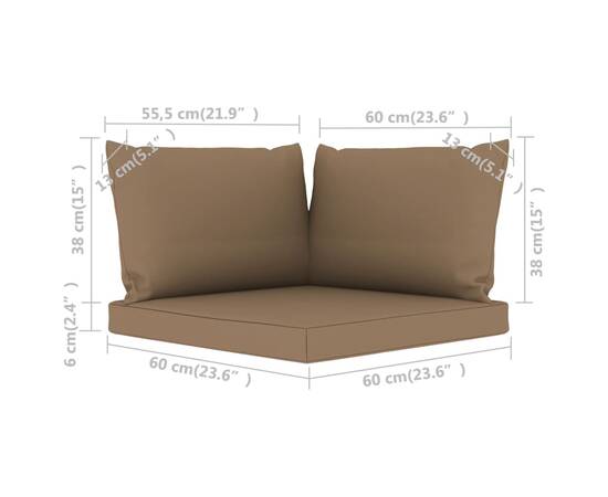 Perne pentru canapea din paleți, 3 buc., gri taupe, țesătură, 6 image
