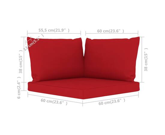 Perne pentru canapea din paleți, 3 buc., roșu, material textil, 6 image