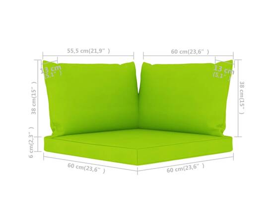 Perne pentru canapea din paleți, 3 buc., verde aprins, textil, 6 image