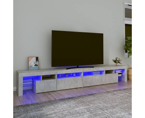 Comodă tv cu lumini led, gri beton, 280x36,5x40cm
