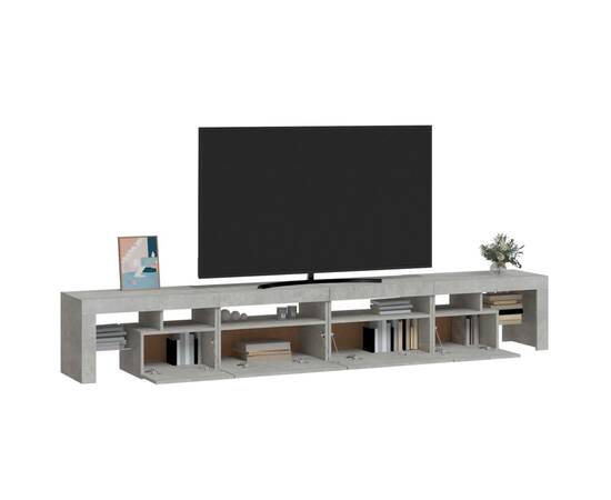 Comodă tv cu lumini led, gri beton, 280x36,5x40cm, 6 image