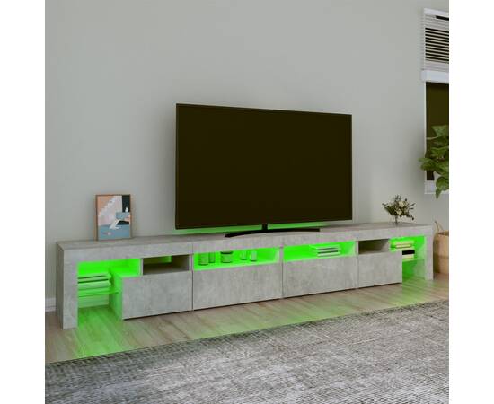 Comodă tv cu lumini led, gri beton, 280x36,5x40cm, 4 image