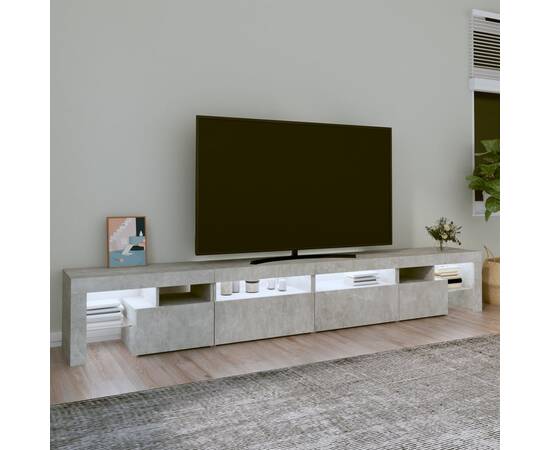 Comodă tv cu lumini led, gri beton, 280x36,5x40cm, 3 image