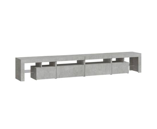 Comodă tv cu lumini led, gri beton, 280x36,5x40cm, 7 image