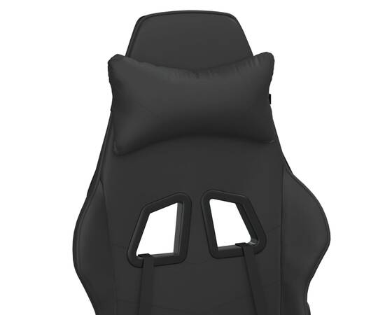 Scaun de gaming cu masaj/suport picioare, negru, piele eco, 10 image