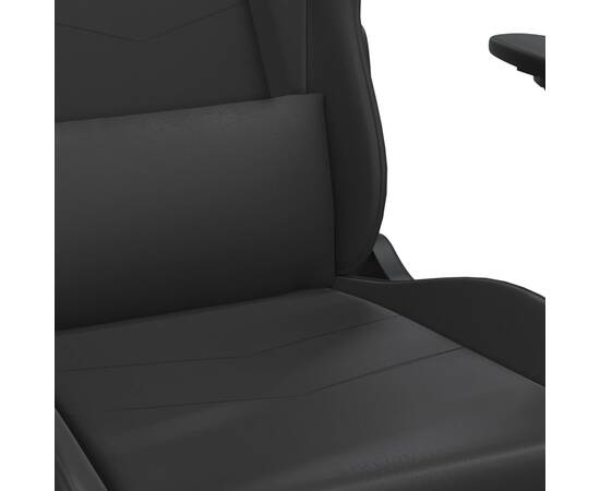 Scaun de gaming cu masaj/suport picioare, negru, piele eco, 9 image