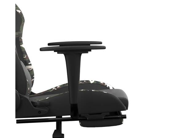 Scaun de gaming masaj/suport picioare negru/camuflaj piele eco, 11 image