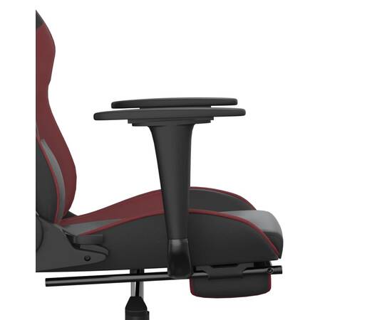 Scaun de gaming masaj/suport picioare negru/roșu vin piele eco, 11 image